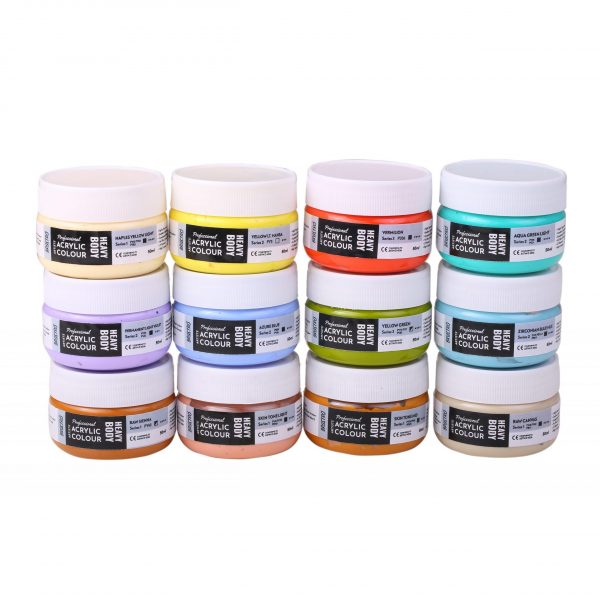 Professional Artists’ HEAVYBODY Acrylic Paint Packs – 50ML Pack of 12 – Pastels