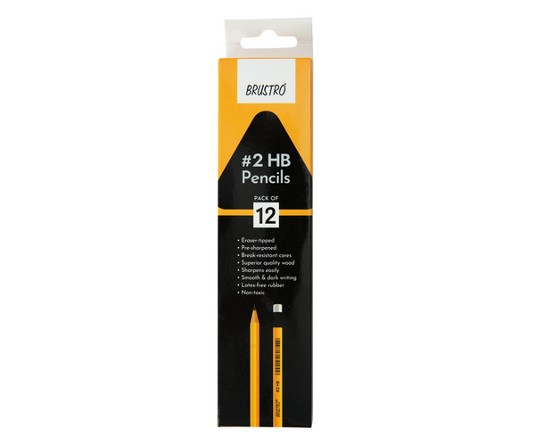 Brustro 2 HB Extra Dark Pencil with Eraser Tip (Pack of 12)