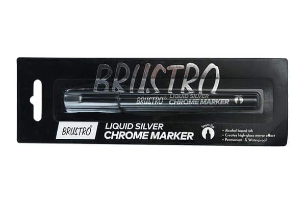 Brustro Liquid Silver Chrome Permanent Marker 1mm. (Used for DIY Craft, Resin Art decor, Highlights, Projects and presentations)