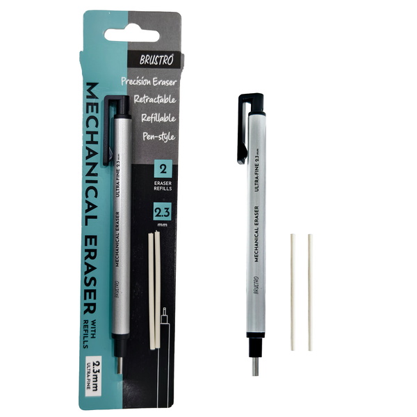 BRUSTRO Mechanical Precision Retractable Eraser | 2.3mm - Ultra-Fine Tip | Refillable, Perfect for Artists, Architects, Students, Professionals, Clean and Accurate Erasing.