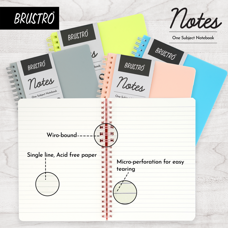 BRUSTRO Notes A5 Size, 1 Subject Ruled Notebook, 80 sheets / 160 pages, 70 gsm ivory paper, Blush Cover