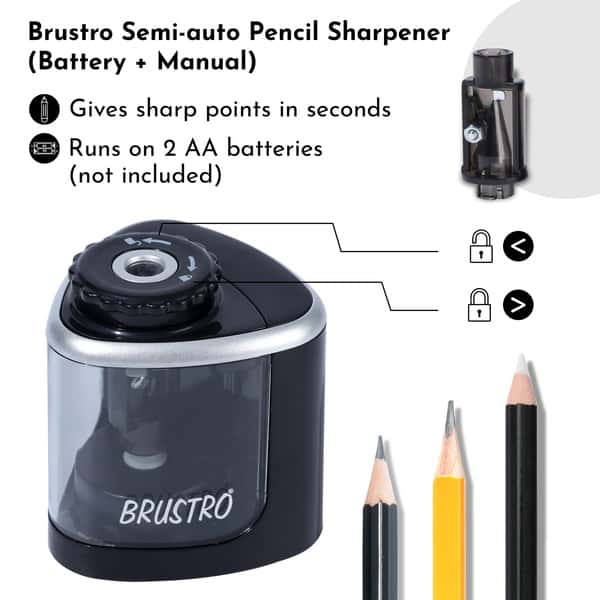 Brustro Semi-auto Pencil Sharpener (Battery + manual)