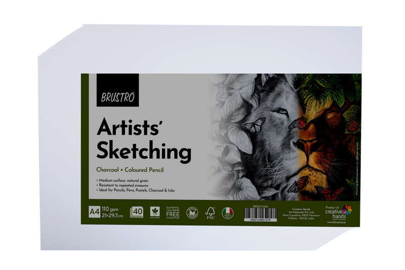 Brustro Artists Sketching Paper 110 GSM A4 Size, Pack of 40 Sheets