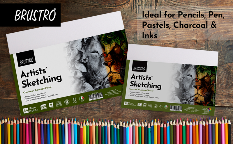 Brustro Artists Sketching Paper 110 GSM A4 Size, Pack of 40 Sheets