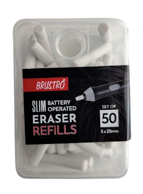 Brustro Slim Battery Operated Eraser Refills – 50 Pieces of 5x25mm