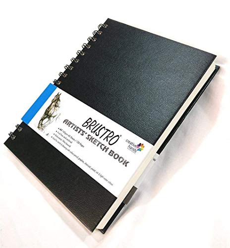 BRUSTRO Wiro Bound A5 Size Artists Sketch Book, 120 Pages, 160 GSM and Artists’ FINEART Graphite Pencil Set of 12 (10B-2H)