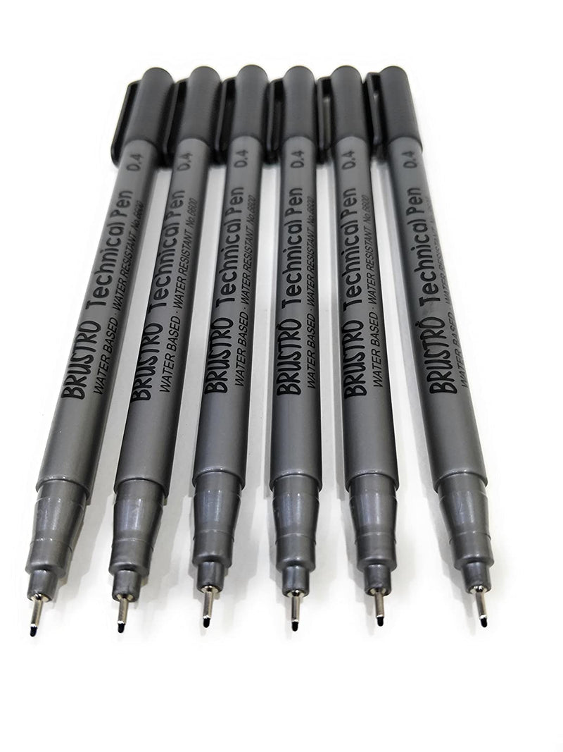 Brustro Technical Pen Black 0.4MM (Pack of 6)