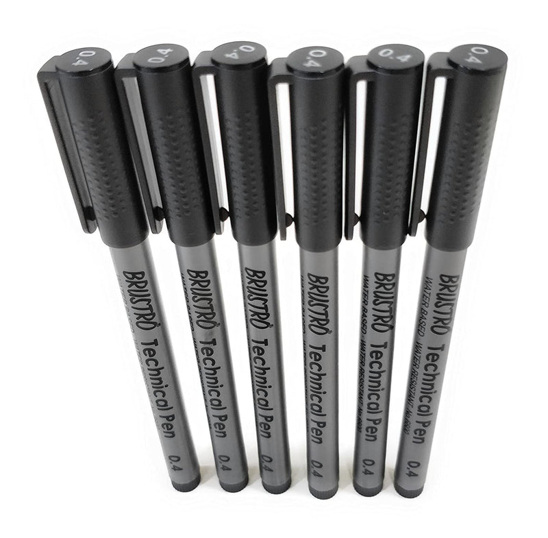 Brustro Technical Pen Black 0.4MM (Pack of 6)