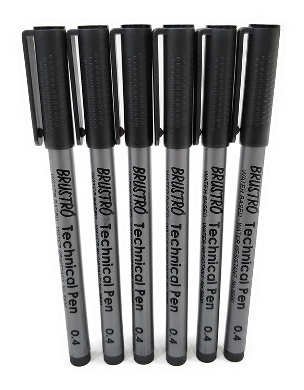 Brustro Technical Pen Black 0.4MM (Pack of 6)