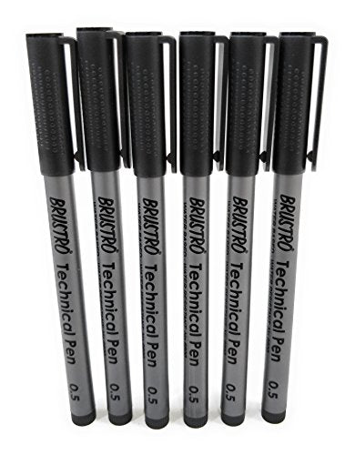 Brustro Technical Pen Black 0.5MM (Pack of 6)