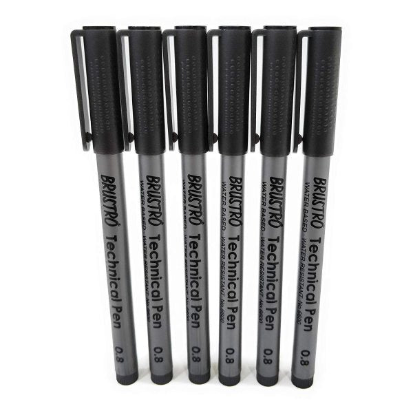 Brustro Technical Pen Black 0.8MM (Pack of 6)