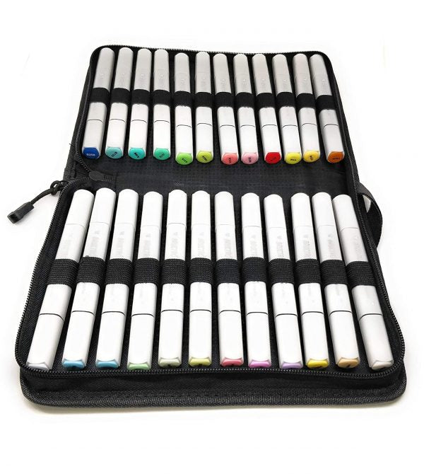 Brustro Twin Tip Alcohol Based Marker Set of 24 (C) in Elegant Marker Wallet