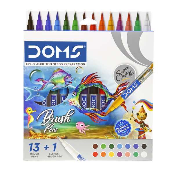 DOMS Brush Pen Soft Tip Nib Sketch Pen (Multicolor)