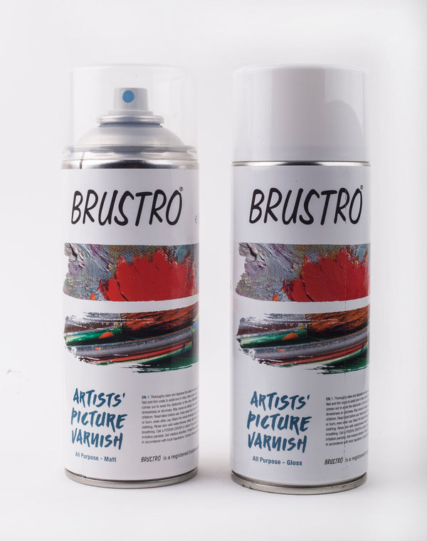 Brustro Artists' Varnish - Matte, Gloss - 400 ml Spray Can Each (Made In Spain)