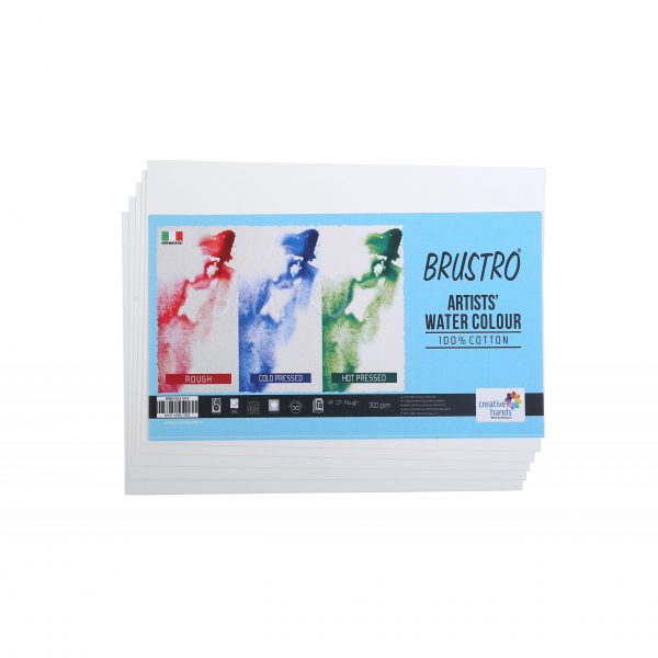 Brustro Artists’ Watercolour Paper 300 GSM 14 cm x 21 m Rough (Pack of 12 + 3 Free Sheets)