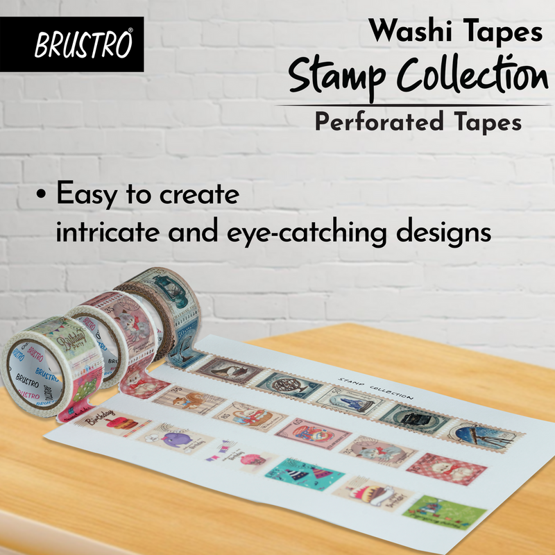 BRUSTRO Washi Tapes Stamp Collection Shade, 25 mm x 5 mtrs (set of 3)