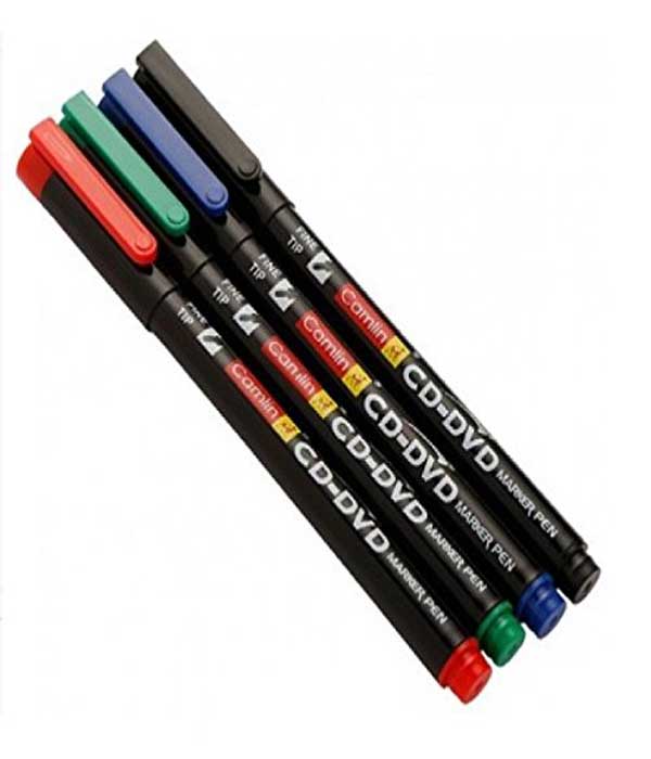 Camlin CD-Dvd Marker MultiColour Pack (Set of 4, Black, Red, Blue, Green)