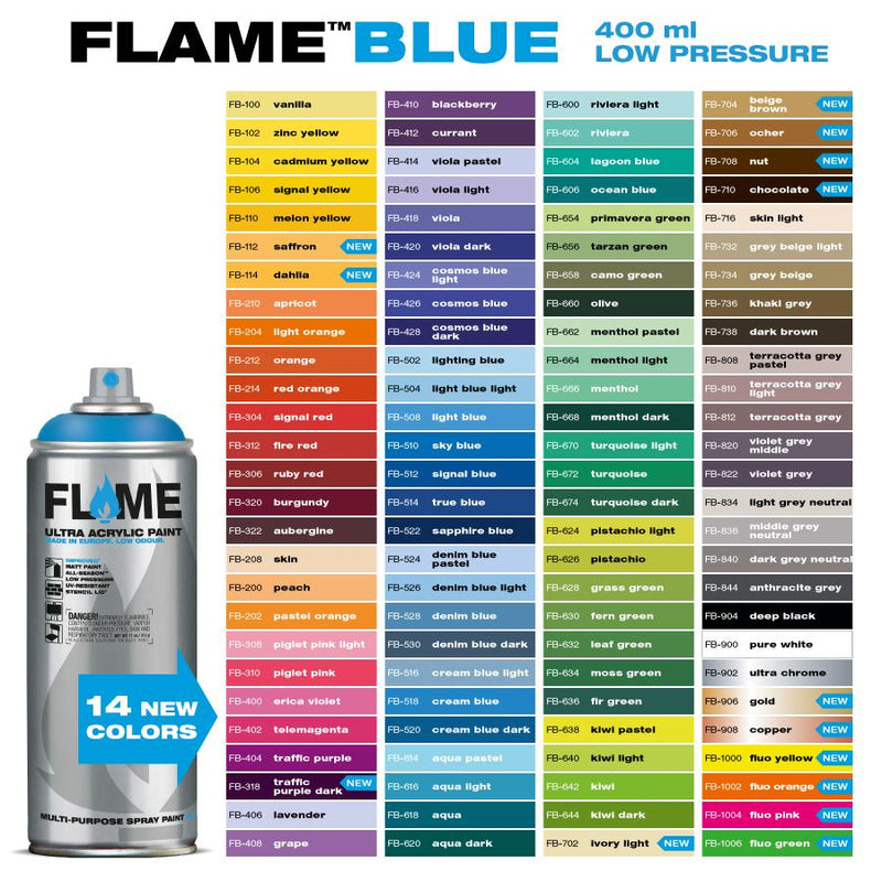 Flame Blue Low Pressure Acrylic Light Orange Colour Graffiti Spray Paint - FB 204 (400ml)