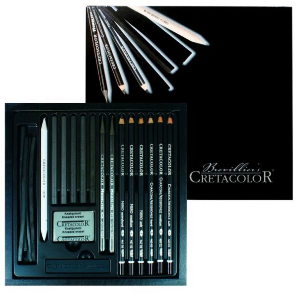 Cretacolor Black Box Charcoal Drawing Set of 20 – Wooden Box