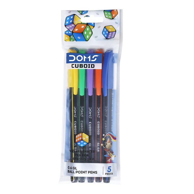 DOMS CUBOID BLACK PEN 5 PCS POUCH PACK (PACK OF 5 POUCHES)