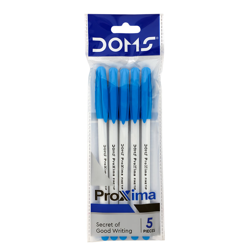 DOMS PROXIMA BALL PEN BLUE 5 PCS POUCH (PACK OF 10)