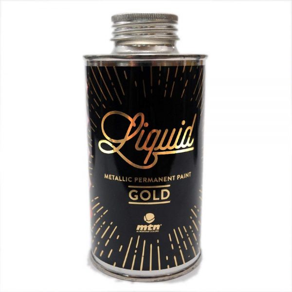MTN Liquid Metallic Permanent Paint Refill 200ml Gold (Permanent Alcohol Based Professional Paint for Graffiti Urban Street Art Markers, Squeezers, Brushes, Highlights on Resin, Coaster Art)