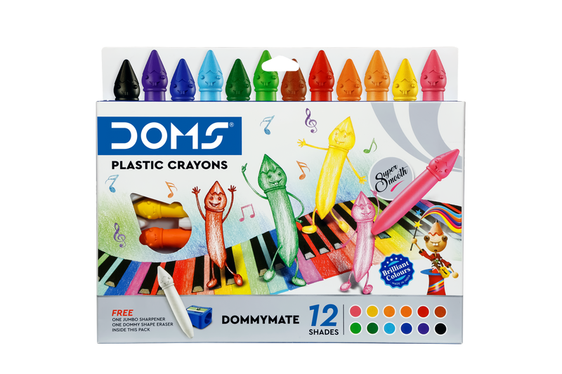 DOMS DOMMYMATE PLASTIC CRAYON  12 SHADES