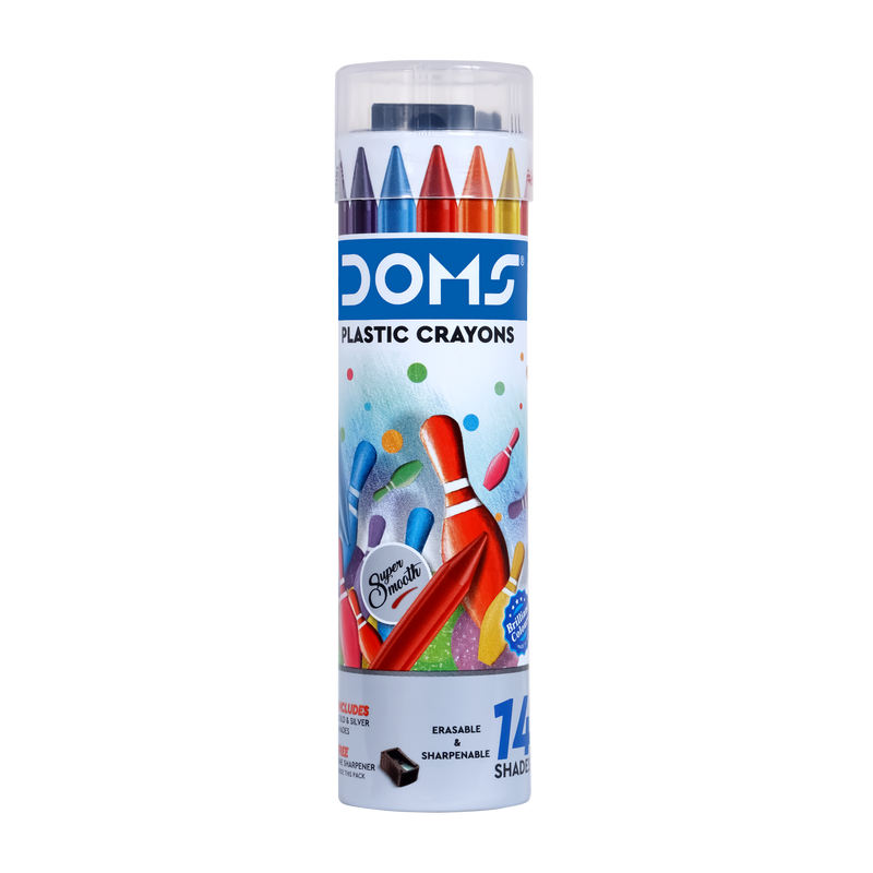 DOMS PLASTIC CRAYON 28 SHADES TIN