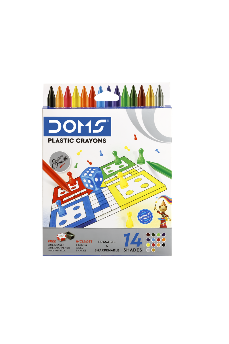 DOMS PLASTIC CRAYON 14 SHADES BOX PACK