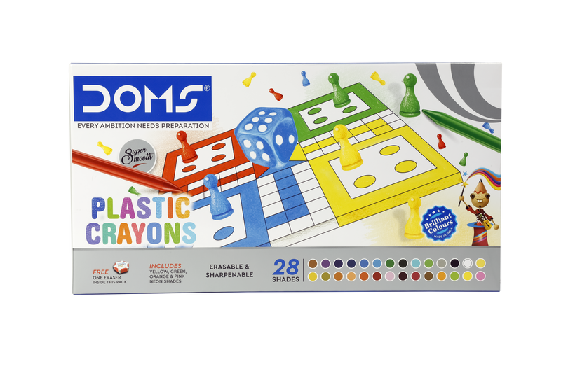 DOMS PLASTIC CRAYON 28 SHADES BOX