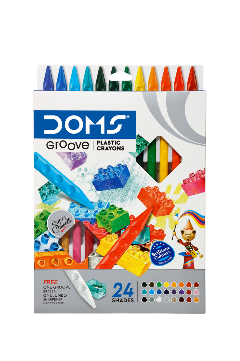 DOMS GROOVE PLASTIC CRAYON  24 SHADES