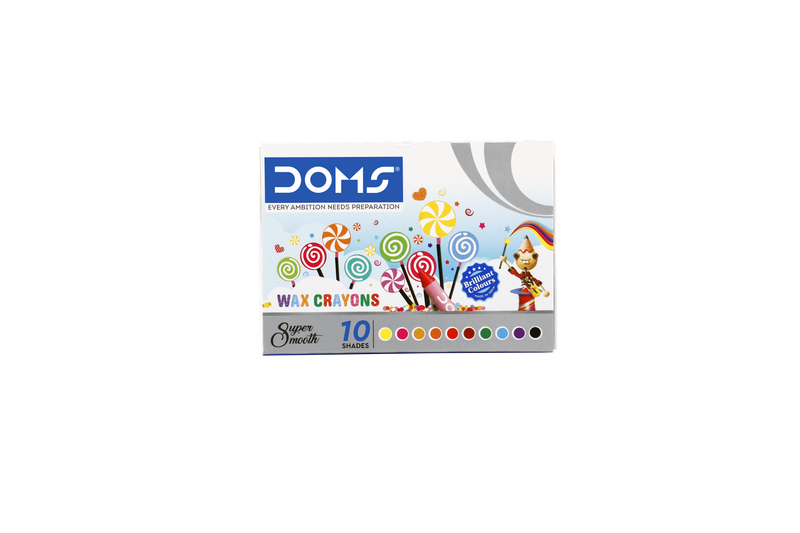 DOMS WAX CRAYONS 10 SHADES  (PACK OF 5)