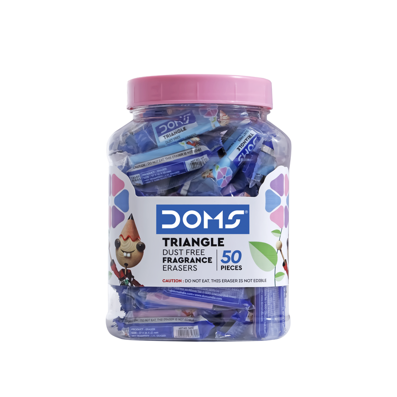 DOMS TRIANGLE ERASER JAR (50 PCS)