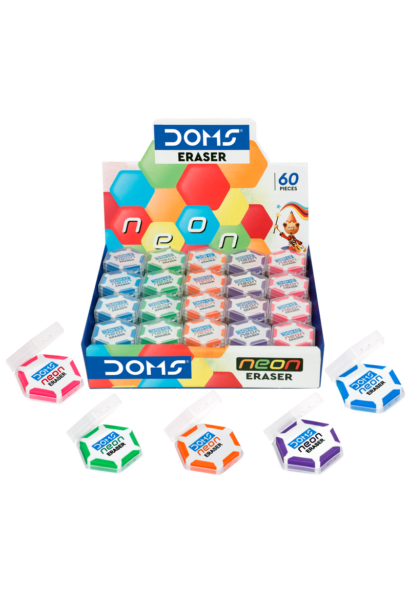 DOMS NEON HEX DUST FREE ERASER 60 PCS