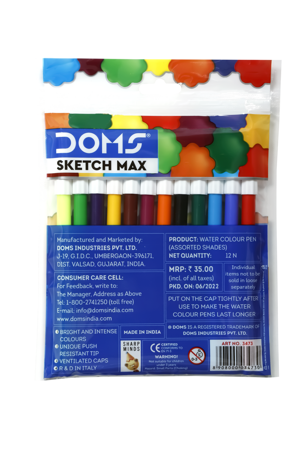 Buy DOMS Sketch Max NonToxic Jumbo Sketch Pen Set with Plastic Carry Case  12 Assorted Shades x 2 Set  Globally
