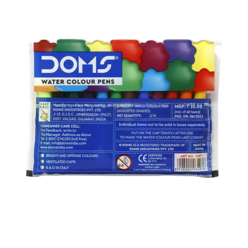 DOMS WATER COLOUR PENS 12 SHADES MINI (PACK OF 5)