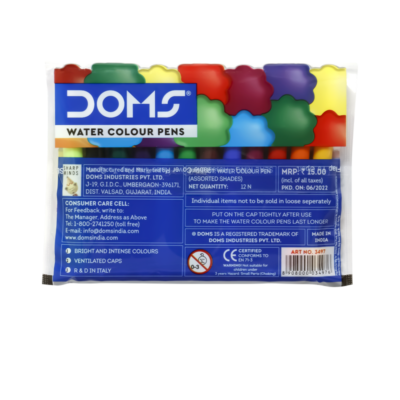 DOMS AQUA WATER COLOR PENS 12 SHADES 7265