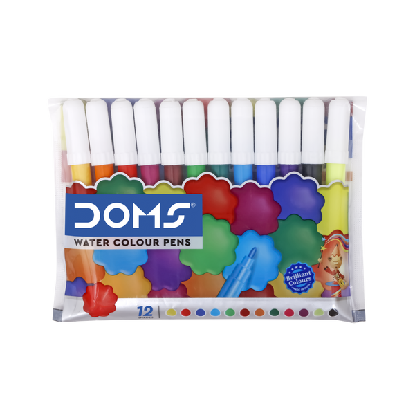 Doms Water Color Pens – 12 Shades (Multicolor) – Vibrant and Safe