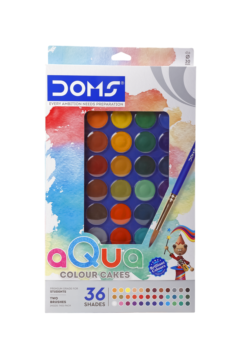 DOMS Non-Toxic 23mm Water Colour Cake Set with Paint Brush (24 Shade x 1  SET) | eBay
