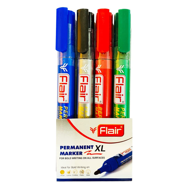 Flair Permanent Marker 4Pcs Pvc Pouch Assorted