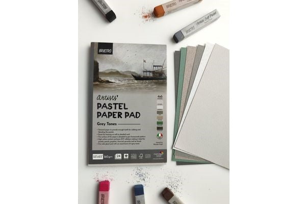 Brustro Artists' Pastel Paper Pad of 24 Sheets (160 GSM), Colour - Grey Tones, Size -3.5X5.5"