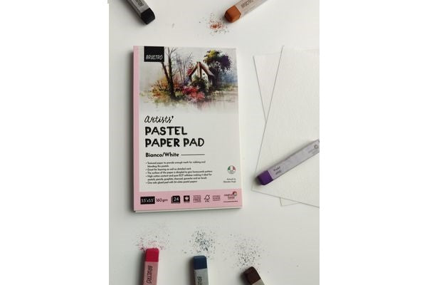 Brustro Artists' Pastel Paper Pad of 24 Sheets (160 GSM), Colour - White, Size - 3.5 X 5.5"