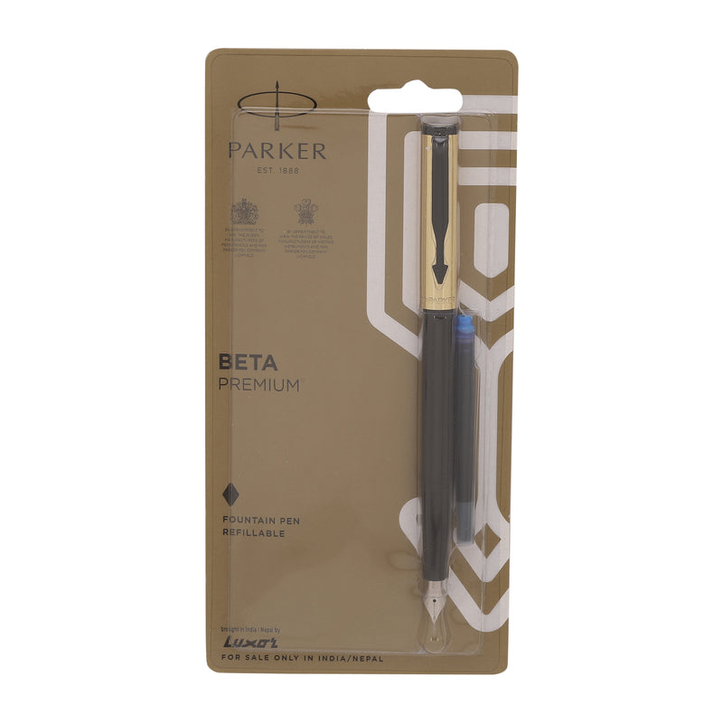 Parker Beta Premium Fountain Pen, Gold Cap Coated Clip