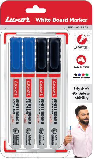 Luxor 1223-C1 WB MARKER PK OF 4(2BLUE+2BLACK)