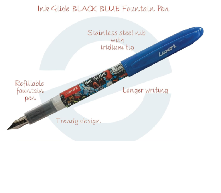 Luxor 1770 Fountain Pen Assorted with 2 Jumbo XL Cartridge