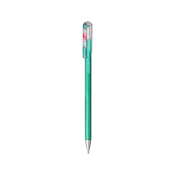 Pentel K110-DMDX Hybrid Dual Metallic Gel Roller Pen -Turquoise Green/Metallic Red & Green