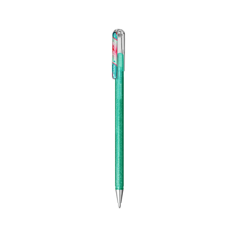 Pentel K110-DMDX Hybrid Dual Metallic Gel Roller Pen -Turquoise Green/Metallic Red & Green