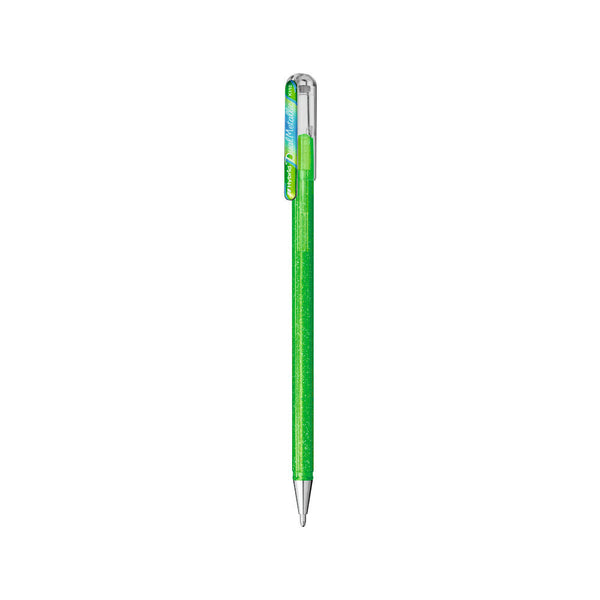 Pentel K110-DMKX Hybrid Dual Metallic Gel Roller Pen - Light Green/Metallic Blue & Red