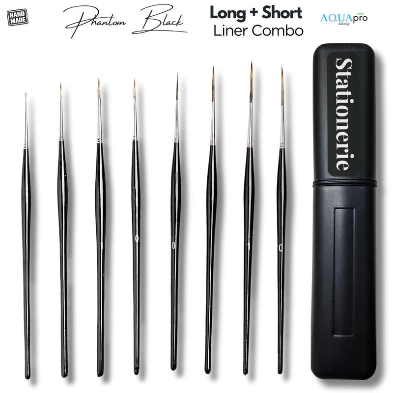 Stationerie Classic Long + Short Liner Combo , Brush Holder Free