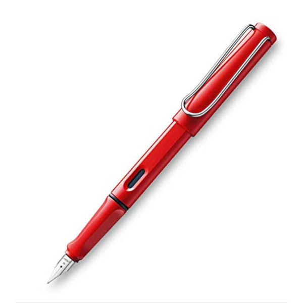 Lamy Safari 016 Fountain Pen Broad Red With Chrome Plated Clip